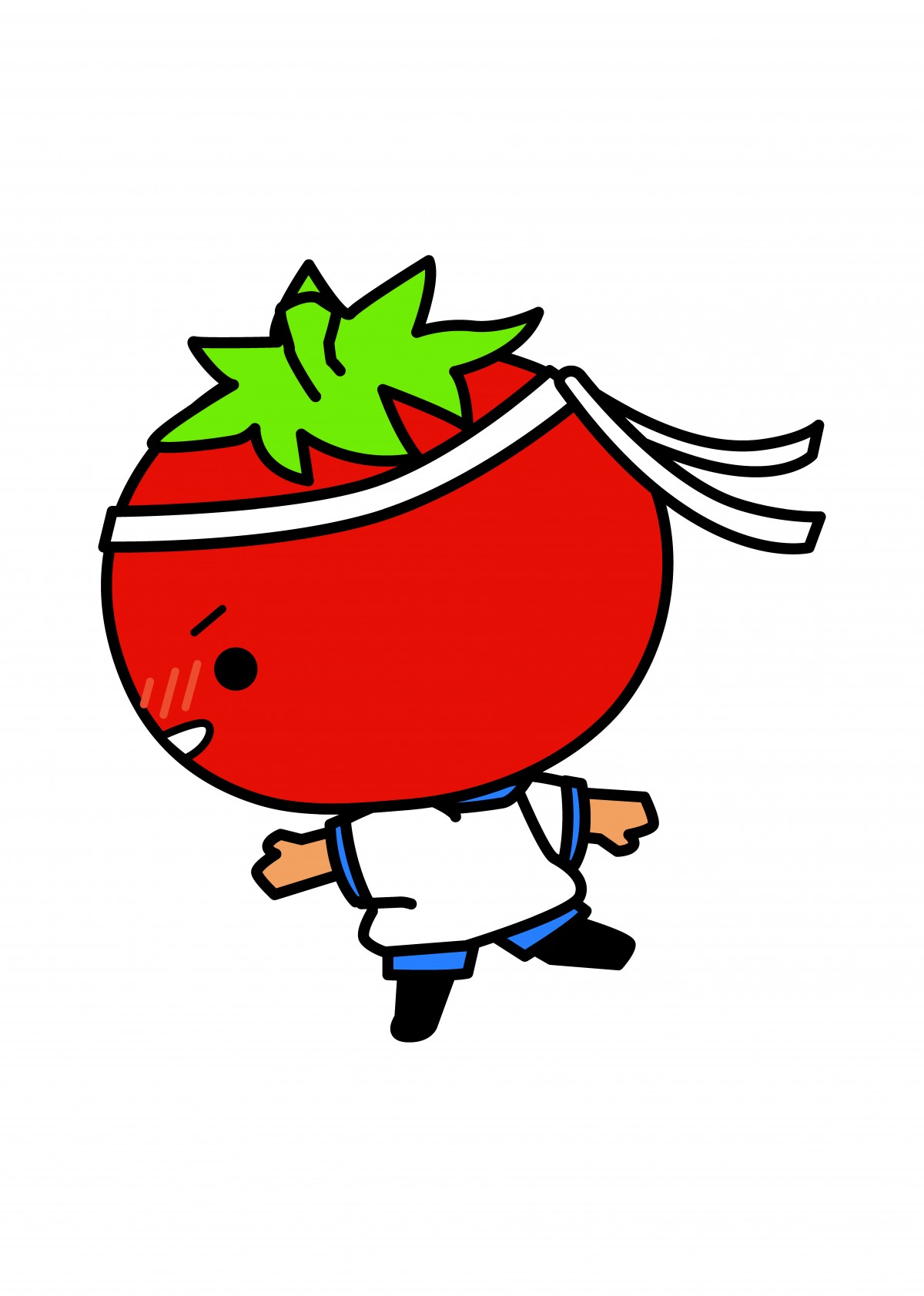 トマトに手足があるキャラクターが体操服を着て走っているイラスト