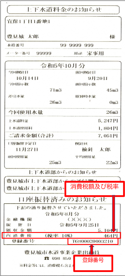 インボイス対応上下水道料金のお知らせ