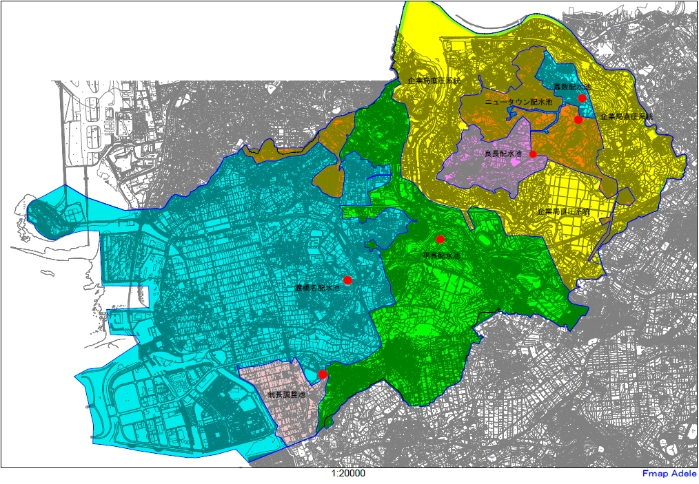 豊見城市配水系統図