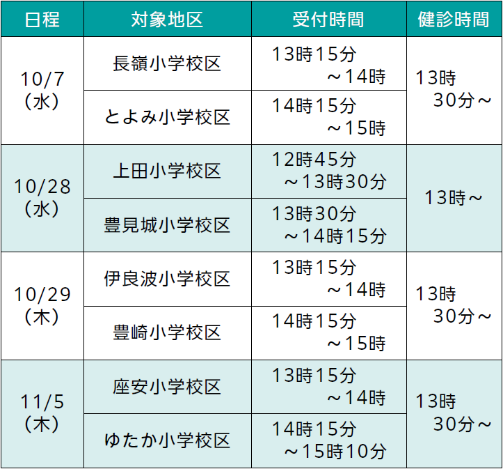 R8就学時健康診断_日程表