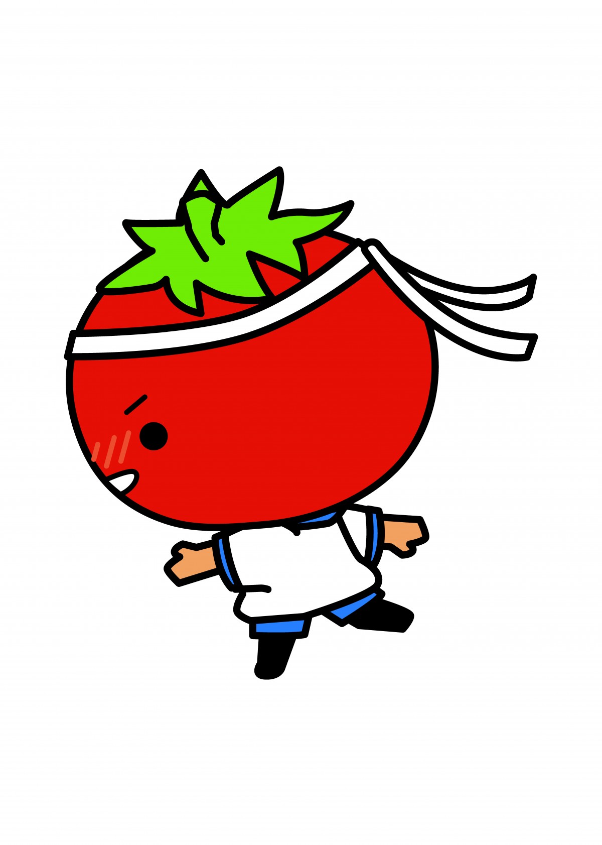 トマトに手足があるキャラクターが体操服を着て走っているイラスト