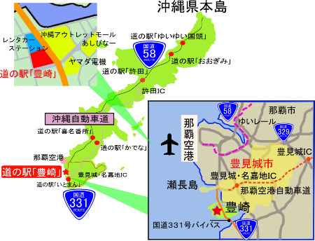 道の駅「豊崎」の所在地図