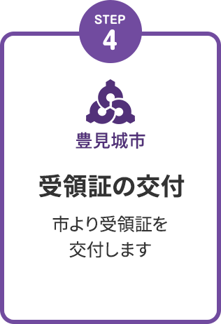 STEP4 受領証の交付 市より受領証を交付します